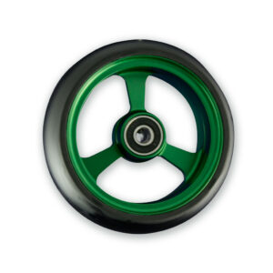 Frog Legs Castor - 5 x 1 1/4 Aluminium Green Hub with Black Tyre