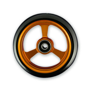 Frog Legs Castor - 4 x 1 1/4 Aluminium Orange Hub with Black Tyre