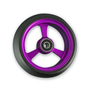 Frog Legs Castor - 4 x 1 1/4 Aluminium Purple Hub with Black Tyre