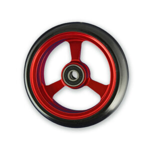 Frog Legs Castor - 4 x 1 1/4 Aluminium Red Hub with Black Tyre