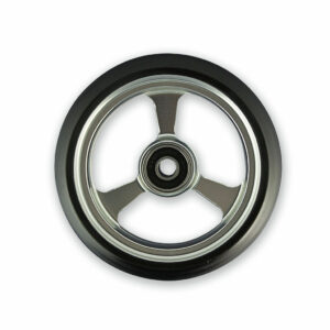 Frog Legs Castor - 4 x 1 1/4 Aluminium Silver Hub with Black Tyre