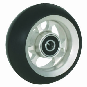 3" (80mm x 34mm) Omobic Lotus Alucore Silver Castor, Black Rubber Tyre