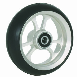 4" (100mm x 34mm) Omobic Lotus Alucore Silver Castor, Black Rubber Tyre
