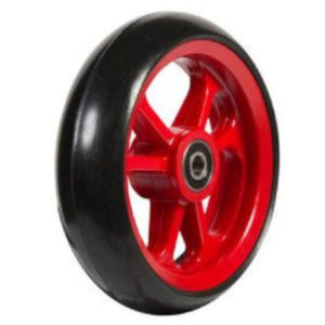 4″ (100mm x 34mm) Omobic Lotus Fibrecore Red Castor, Black Rubber Tyre