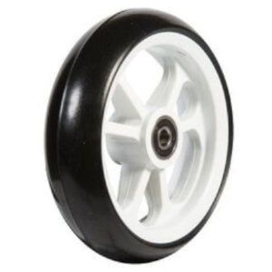 4″ (100mm x 34mm) Omobic Lotus Fibrecore White Castor, Black Rubber Tyre