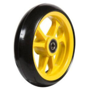 4″ (100mm x 34mm) Omobic Lotus Fibrecore Yellow Castor, Black Rubber Tyre