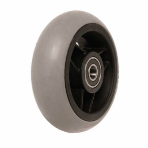 100mm x 32mm (4") Castor Wheel with Black Plastic Hub, Grey Rubber Tyre