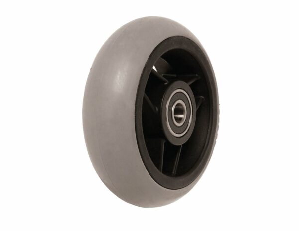 100mm x 32mm (4") Castor Wheel with Black Plastic Hub, Grey Rubber Tyre