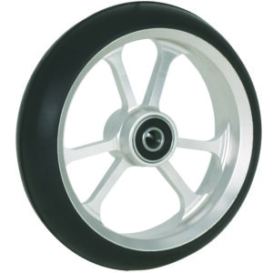5" (125mm x 34mm) Omobic Lotus Alucore Silver Castor, Black Rubber Tyre