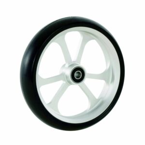 6" (150mm x 34mm) Omobic Lotus Alucore Silver Castor, Black Rubber Tyre