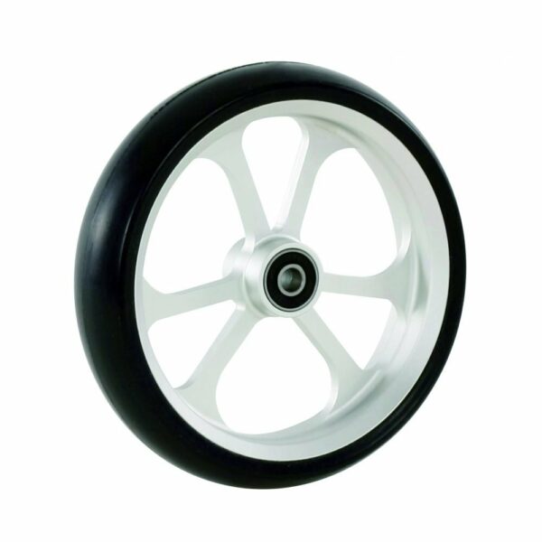 6" (150mm x 34mm) Omobic Lotus Alucore Silver Castor, Black Rubber Tyre