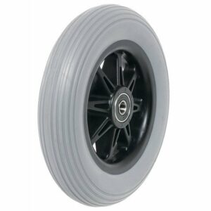 150mm x 27mm (6") Castor Wheel with Black Plastic Hub, Grey Rubber Tyre
