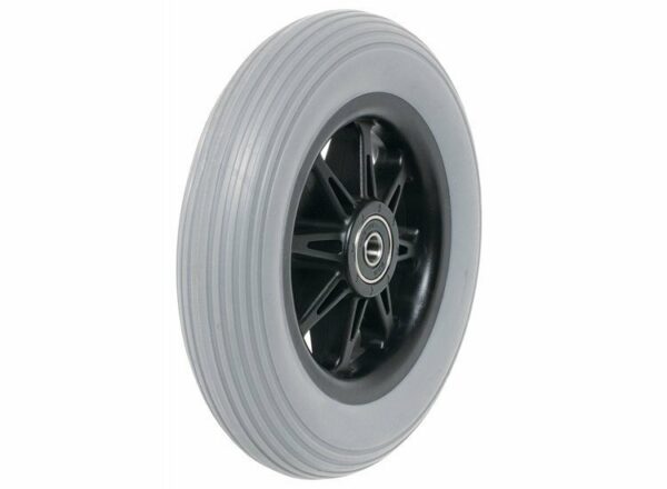 150mm x 27mm (6") Castor Wheel with Black Plastic Hub, Grey Rubber Tyre